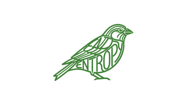 Green bird logo with entropy text design.