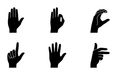 Fototapeta premium Vector Hand Gestures Set: Communication Icons, Body Language Symbols, and Sign Language Elements