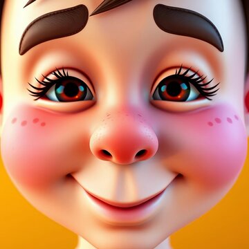 Old-school cartoon nose with freckles and dimples, retro, dimple
