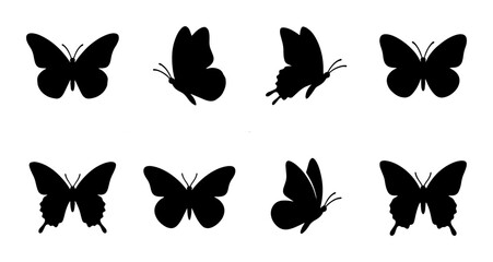 Butterfly Silhouettes Collection, Insect Vector Icons, Delicate Winged Creatures, Nature Graphics Set © Shariful