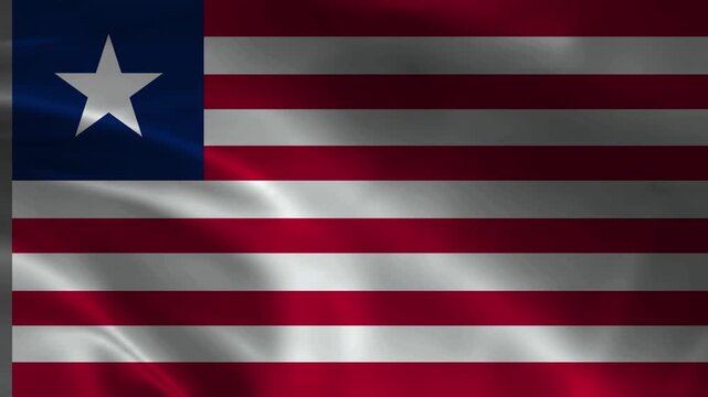 Liberia flag animation with realistic fabric texture and dramatic lighting
