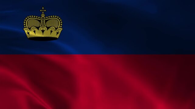  Liechtenstein flag animation with realistic fabric texture and dramatic lighting