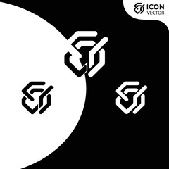 Fototapeta premium Hexagon link icon variations in black and white.