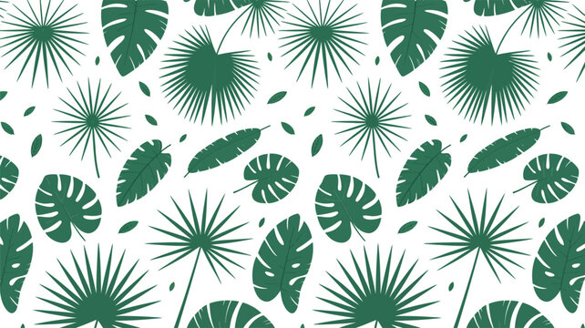 Tropical Leaf Pattern Seamless Background Green Exotic Botanical Design leaves
