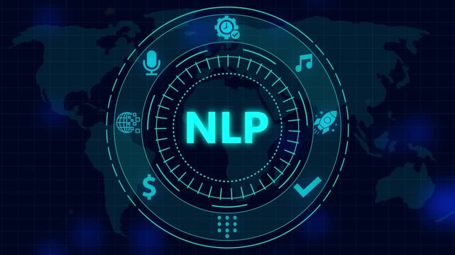 Natural language processing nlp technology hud interface animation