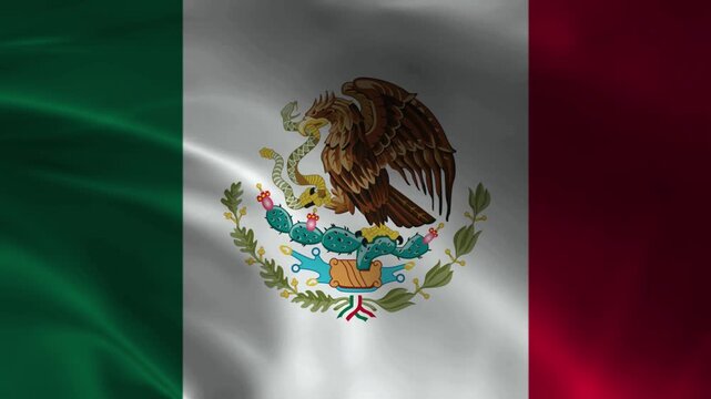 Mexico flag animation with realistic fabric texture and dramatic lighting
