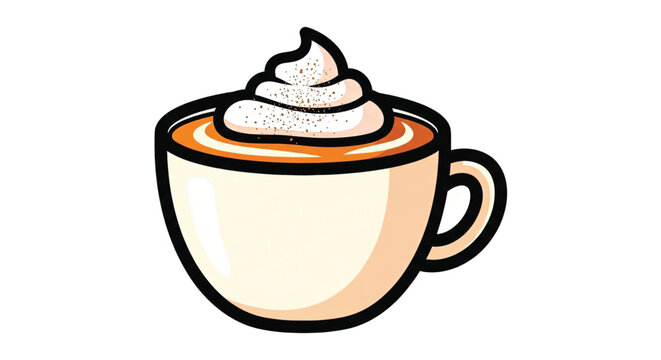 Cartoon coffee cup with whipped cream.