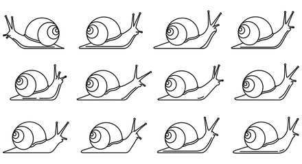 Line art snail pattern with repeating shells and antennae © JOHIRUL_STUDIO