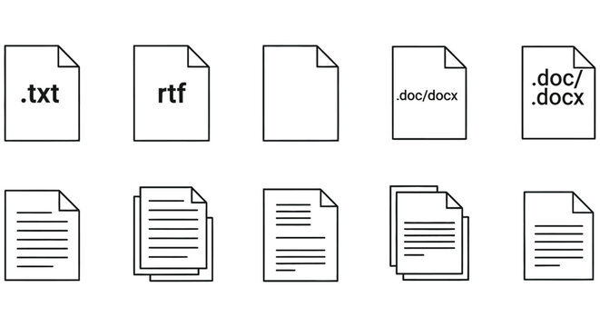 Document File Icons Black And White Flat Style