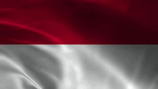 Monaco flag animation with realistic fabric texture and dramatic lighting