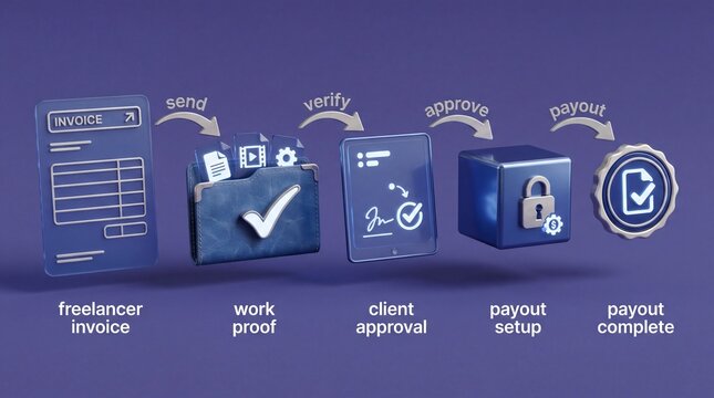 Freelance payment workflow process with invoice approval