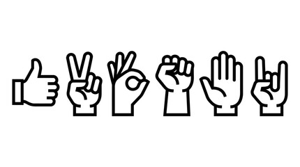 Obraz premium Minimalist hand gesture icons for nonverbal communication signals