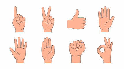 Fototapeta premium Human hand gestures for nonverbal communication and signals