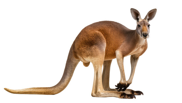 Red kangaroo standing, isolated on transparent background