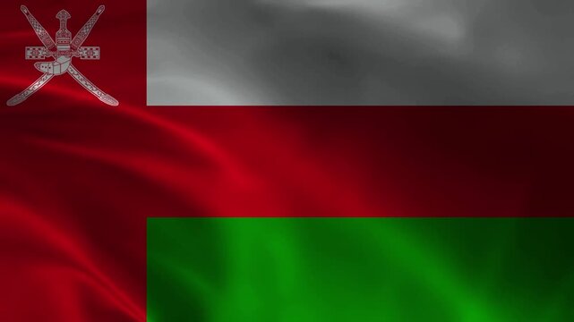 Oman flag animation with realistic fabric texture and dramatic lighting
