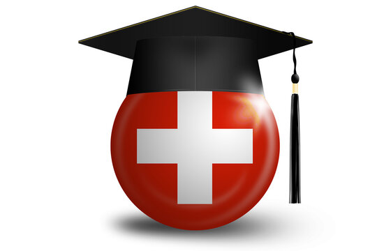 Graduation cap and Switzerland flag