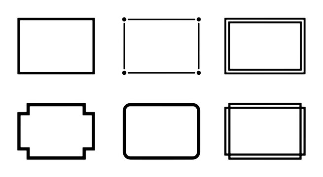Vector Geometric Frames Collection: Simple Rectangles, Outlines, and Decorative Borders for Design Projects