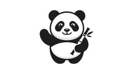 Black and white panda bear cartoon. © Lilie
