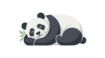 Cute panda bear resting on ground. © Lilie