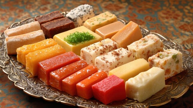 Arrangement of Traditional Armenian Sweets Including Gat