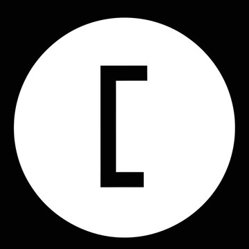 Minimalist black bracket symbol icon inside a white circle.