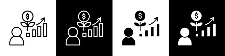Fototapeta premium Growth black and white icon design concept 