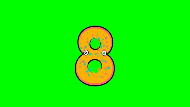 Seamless number animation on chroma key green screen background featuring fluid motion. Versatile stock clip with green, white tones for microstock and broadcast distribution.