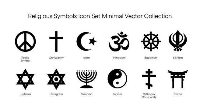 Religious Symbols Icon Set Minimal Vector Collection