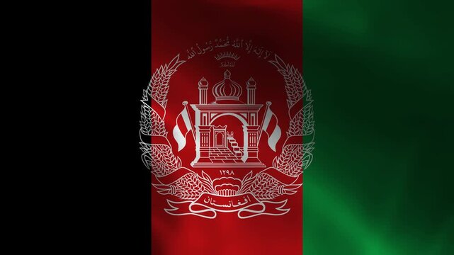 Afghanistan flag animation with realistic fabric texture and dramatic lighting