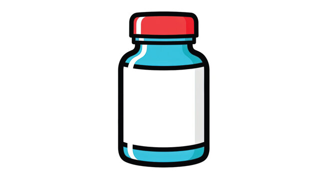 Colorful cartoon medicine bottle illustration.