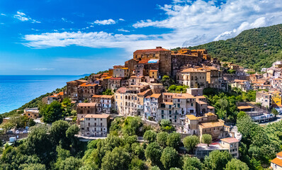 Obraz premium Village of Pisciotta in the province of Salerno, Campania, Italy