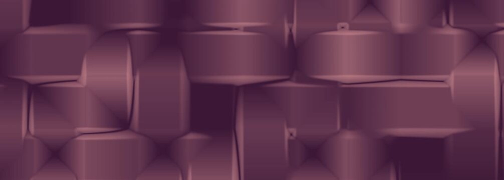 Purple geometric rounded block pattern repeating abstract shapes layered dark digital background.