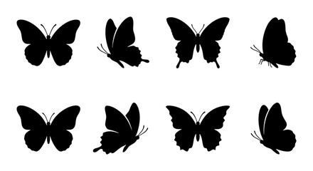 Butterfly Silhouettes Collection: Elegant Insect Icons, Delicate Winged Creatures, Nature Vector Graphics for Design © Farhanaz