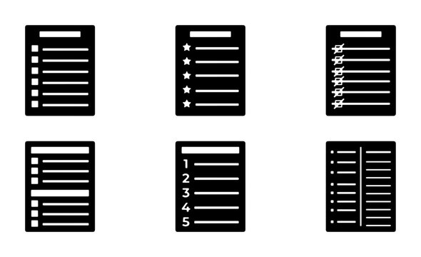 Checklist Icons Set, To-Do List Graphics, Task Management Symbols, Bullet Point Vector Elements for Planning and Organization
