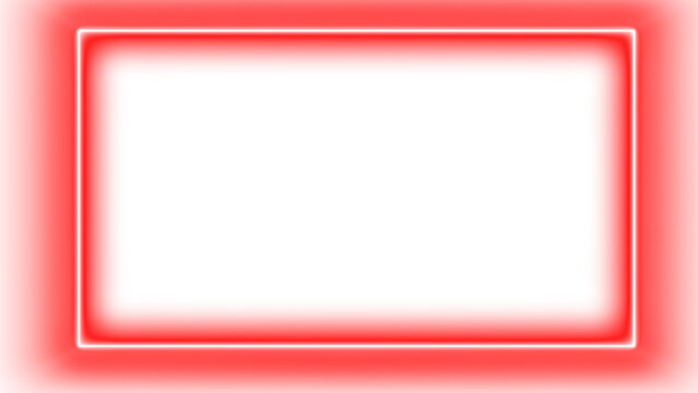 Glowing Red Neon Line Frame Border on Isolated White Background