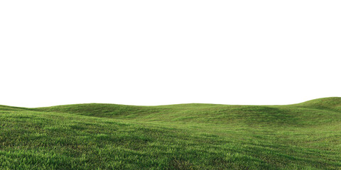 Obraz premium Grass hill terrain isolated on transparent background. 3D rendering.