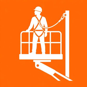 Construction Worker Safety Harness on Elevated Platform Illustration