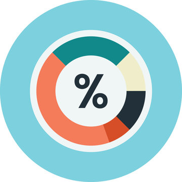 Colorful circular percentage chart icon with sections