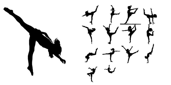 Girl Performing a Powerful Handspring in Motion Silhouette