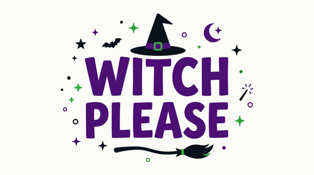 A witty flat design vector illustration featuring the humorous phrase "Witch House" with a witch house icon, perfect for a playful Halloween message. 
