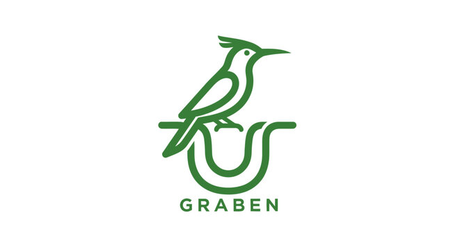 Green Bird Logo with U Shape Design.
