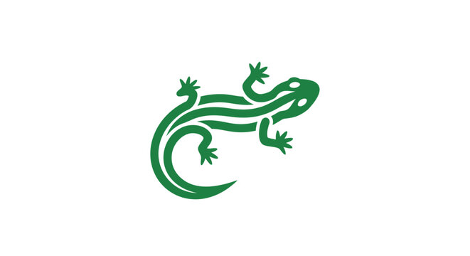 Green Lizard Silhouette with Curved Tail Design.