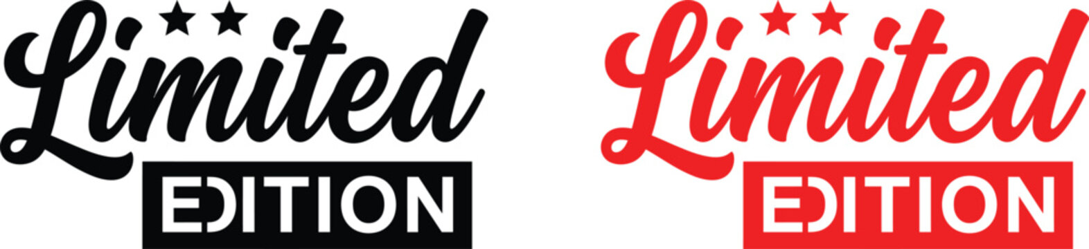 Limited edition with stars and block lettering, stylish design on transparent background.