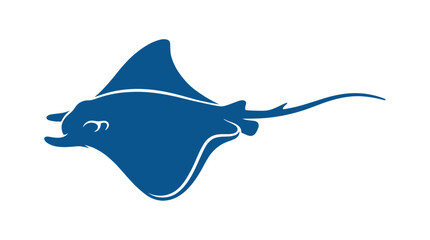 Blue Stingray Silhouette Isolated on White Background © purnama
