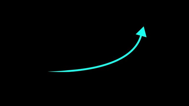  Curved Arrow Showing Decline or Direction on Black Background
