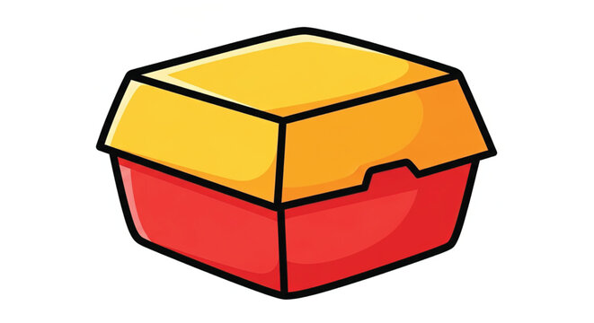 Colorful takeout food box container.