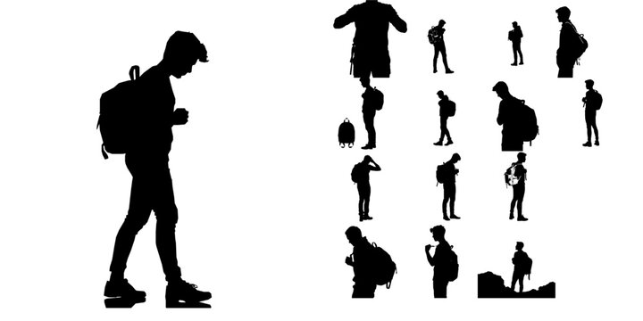 Person Opening a Backpack Silhouette
