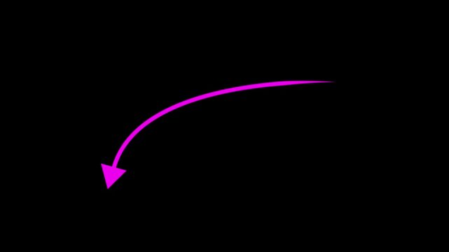  Curved Arrow Showing Decline or Direction on Black Background
