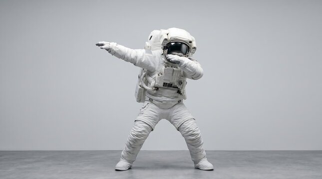 Astronaut in space suit doing the dab dance pose