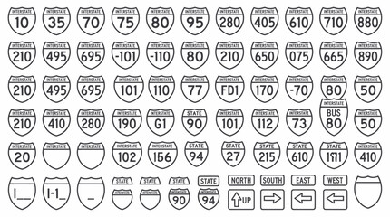 Collection of US Highway Signs and Road Markers © gan